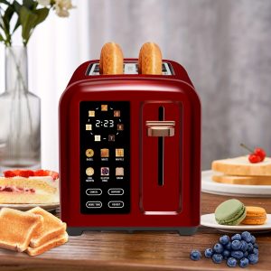 Toaster 2 Slice, Stainless Bread Toaster Touch LCD Display, 50% Faster Heating Speed, 1.4'' Extra Wide Slots Toaster with 4 Basic+More Timer Functions, Removable Crumb Tray, 1350W