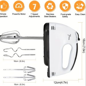 7-Speed Electric Handheld Cream Whisk with Powerful Motor for Whipping Cream, Eggs, and Baking